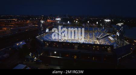 Illustration picture shows the Louis Armstrong Stadium during the official opening ceremony of the US Open Grand Slam tennis tournament, at Flushing Meadows, in New York City, USA, Monday 26 August 2013. The US Open starts on 26 August 2013. BELGA PHOTO YORICK JANSENS Stock Photo