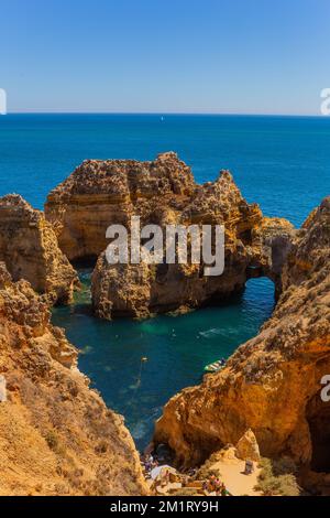 Lagos, Portugal - 25 August 2025: Tourists visiting Ponta da Piedade