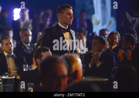 20140122 - LINT, BELGIUM: Essevee's Thorgan Hazard pictured as he wins the 60th edition of the 'Golden Shoe' award ceremony, Wednesday 22 January 2014, in Lint. The Golden Shoe (Gouden Schoen / Soulier d'Or) is an award for the best soccer player of the Belgian Jupiler Pro League championship during the calender year 2013. BELGA PHOTO DIRK WAEM Stock Photo