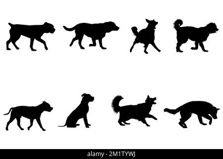 Silhouettes of dogs on white background Stock Vector