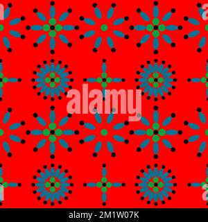 Geometrical shapes seamless pattern on red background Stock Vector