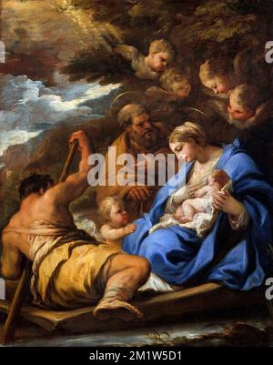 The Flight into Egypt by Luca Giordano (1634-1705), oil on canvas Stock Photo