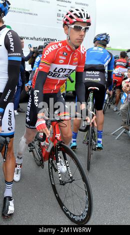 Belgian Bart De Clercq of Lotto - Belisol pictured at the start of stage 7 of the 101st edition of the Tour de France cycling race, 234,5 km from Epernay to Nancy. Stock Photo