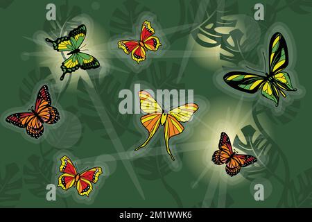 Butterflies in the jungle Stock Vector