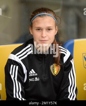 20150523 - SINT-TRUIDEN, BELGIUM: Belgium's Anaelle Wiard pictured during the friendly soccer game between the Belgian Red Flames and Norway, on Saturday 23 May 2015 at Staaien in Sint-Truiden. The match is a preparation game for Norway for the Women's 2015 World Cup. BELGA PHOTO DAVID CATRY Stock Photo