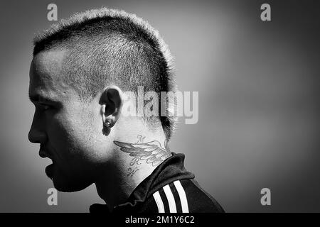 20150609 - BRUSSELS, BELGIUM: Belgium's Radja Nainggolan pictured during a training session of the Belgian national soccer team The Red Devils in Brussels, Tuesday 09 June 2015. The Devils are preparing for a Euro 2016 qualification game against Wales. BELGA PHOTO BRUNO FAHY Stock Photo