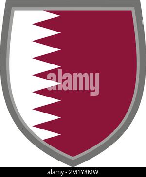 Shield with the colors of Qatar flag - original RGB color - icon Qatari shield cut out Stock Vector