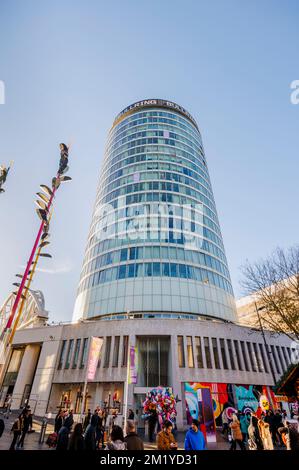 The Rotunda, an iconic landmark round grade II listed building, converted to residential apartments, New Street, Birmingham, West Midlands, England Stock Photo