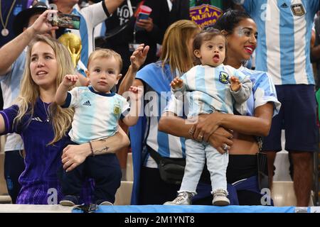 Doha, Qatar. 13th Dec, 2022. Argentina fans look on during the 2022 FIFA World Cup Semi-Final match at Lusail Stadium in Doha, Qatar on December 13, 2022. Photo by Chris Brunskill/UPI Credit: UPI/Alamy Live News Stock Photo