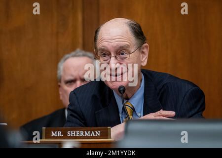 Washington, United States Of America. 13th Dec, 2022. United States Representative Brad Sherman (Democrat of California) questions FTX Group Chief Executive Officer John J. Ray III, during a House Committee on Financial Services hearing “Investigating the Collapse of FTX, Part I”, in the Rayburn House Office Building in Washington, DC, Tuesday, December 13, 2022. Credit: Rod Lamkey/CNP/Sipa USA Credit: Sipa USA/Alamy Live News Stock Photo