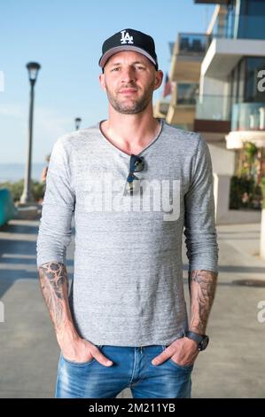 Belgian soccer player Jelle Van Damme of US team LA Galaxy poses for the photographer at Manhattan Beach Pier, Los Angeles, California, USA. BELGA PHOTO BLAINE OHIGASHI Stock Photo