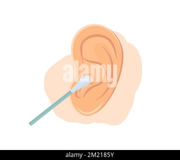 Realistic vector with ear sticks Cleaning ear logo design. Сleaning  ear using cotton swab vector design and illustration. Stock Vector