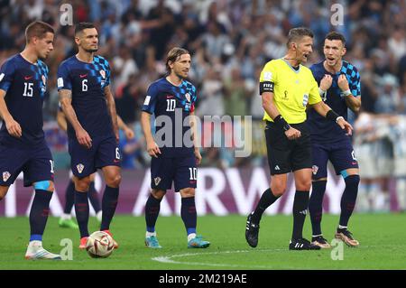 Doha, Qatar, 13th December 2022. Ivan Perisic of Croatia complains to referee Daniele Orsato during the FIFA World Cup 2022 match at Lusail Stadium, Doha. Picture credit should read: David Klein / Sportimage Stock Photo