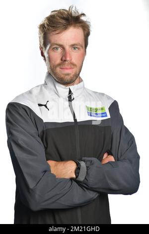 New-Zealand's Daniel McLay of Fortuneo-Vital Concept poses for the photographer ahead of the presentation of the teams for the Baloise Belgium Tour cycling race, Tuesday 24 May 2016, in Beveren.  Stock Photo