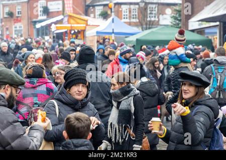 The annual Lymm Dickensian Festval 2022 attracted thousands of the community to its streets Stock Photo
