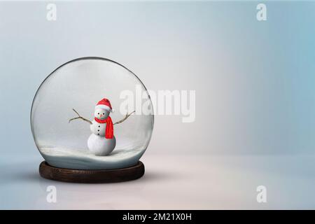 Christmas Holiday background in a snowball. Snowball with christmas on a simple white background. Stock Photo