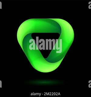 Abstract Infinite Impossible Loop Triangle Logo. Corporate Icon Logotype. Creative Square Infinity Green Concept. Logic Puzzle. Infinite Triangular Ri Stock Vector