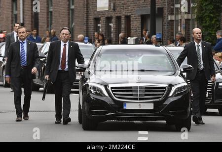 Illustration picture shows King Philippe - Filip of Belgium's car during the eighteenth Coronation celebrations in Tongeren, Saturday 02 July 2016. BELGA PHOTO ERIC LALMAND Stock Photo