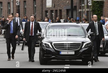 Illustration picture shows King Philippe - Filip of Belgium's car during the eighteenth Coronation celebrations in Tongeren, Saturday 02 July 2016. BELGA PHOTO ERIC LALMAND Stock Photo