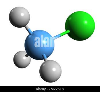 3D image of Chloromethane skeletal formula - molecular chemical structure of Refrigerant-40 isolated on white background Stock Photo