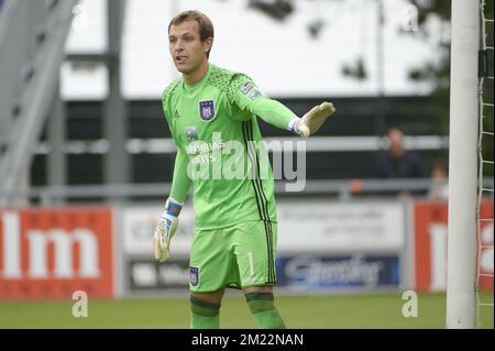 Anderlecht's goalkeeper Davy Roef pictured during the Jupiler Pro League match between KAS Eupen and RSC Anderlecht, in Eupen, Sunday 21 August 2016, on the fourth day of the Belgian soccer championship. BELGA PHOTO NICOLAS LAMBERT Stock Photo