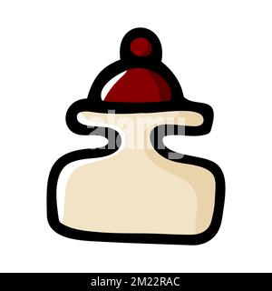 Doodle jar for spices. Color container with lid on white background. Hand-drawn cozy kitchen utensils, dishes for food, cooking. Cafe, organization of Stock Vector