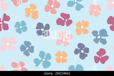 Seamless floral pattern based on traditional folk art ornaments. Colorful flowers on color background. Scandinavian style. Sweden nordic style. Vector Stock Vector