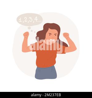 Self-regulation isolated cartoon vector illustration. Child with clenched fist tries to control emotions, counting breath, socio-emotional development, psychological health vector cartoon. Stock Vector