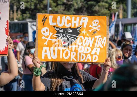 A poster fight against all authority: Social Movements and Multi-Party Coalitions. Ciudad Autonoma De Buenos Aires Stock Photo