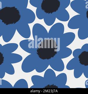 Seamless simple cute pattern of large on white background.Endless floral ornament with beautiful blossoms.Colourful backdrop for fabric,textile,linen Stock Vector