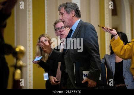 Washington, USA. 13th Dec, 2022. Senator Sherrod Brown (D-OH) speaks to media at the U.S. Capitol, in Washington, DC, on Tuesday, December 13, 2022. (Graeme Sloan/Sipa USA) Credit: Sipa USA/Alamy Live News Stock Photo