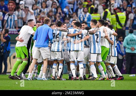 LUSAIL CITY, QATAR - DECEMBER 13: Team of Argentina prior to the Semi Final - FIFA World Cup Qatar 2022 match between Argentina and Croatia at the Lusail Stadium on December 13, 2022 in Lusail City, Qatar (Photo by Pablo Morano/BSR Agency) Stock Photo