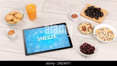 Healthy Tablet Pc compostion, immune system boost concept Stock Photo