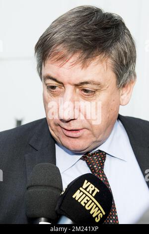 Vice-Prime Minister and Interior Minister Jan Jambon pictured at a meeting of the security council in Brussels, Wednesday 21 December 2016. BELGA PHOTO JASPER JACOBS Stock Photo