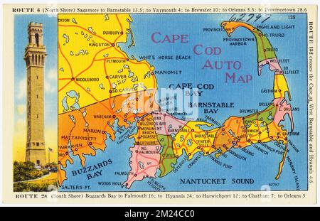 Cape Cod Auto Map , Maps, Tichnor Brothers Collection, postcards of the ...