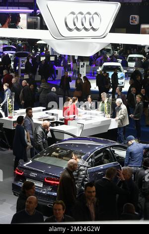 Illustration picture shows the 95th edition of the European Motor Show Brussels, at Brussels Expo, on Tuesday 17 January 2017, in Brussels. BELGA PHOTO ERIC LALMAND Stock Photo