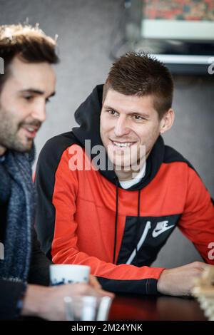 Kortrijk's new player Vladimir Kovacevic pictured during a press conference of Belgian soccer team KV Kortrijk to announce their latest transfers, Thursday 02 February 2017, in Kortrijk. Stojanovic is a Serbian soccer player from FK Vozdovac, Kovacevic is a Serbian soccer player from Vojvodina. BELGA PHOTO KURT DESPLENTER Stock Photo