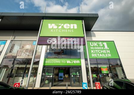 Basingstoke, UK- September 2022: Wrens Kitchens store in St Michaels retail park- British kitchen retailer Stock Photo