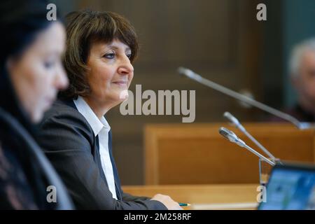 PS' Olga Zrihen pictured during the installment of the Publifin inquiry commission at the Walloon Parliament in Namur, on Thursday 16 February 2017. BELGA PHOTO BRUNO FAHY Stock Photo