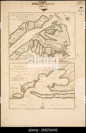 Carte des embouchures du Mississipi : sur les manuscrits du Dépôt des cartes et plans de la marine , Pensacola Bay Fla., Maps, Early works to 1800, Mississippi River Delta La., Maps, Early works to 1800 Norman B. Leventhal Map Center Collection Stock Photo