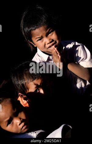 Illustration picture shows a kid during a visit to a community based pre-school in Kang Village, Saravane, Laos, Wednesday 22 February 2017. Queen Mathilde, honorary President of Unicef Belgium, is on a four days mission in Laos. BELGA PHOTO YORICK JANSENS  Stock Photo