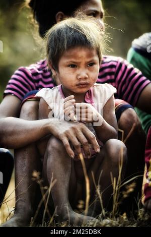 Illustration picture shows a kid during a visit to a community based pre-school in Kang Village, Saravane, Laos, Wednesday 22 February 2017. Queen Mathilde, honorary President of Unicef Belgium, is on a four days mission in Laos. BELGA PHOTO YORICK JANSENS  Stock Photo