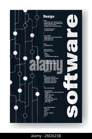 Software black and white poster Stock Vector