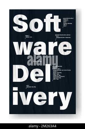 Software black and white poster Stock Vector