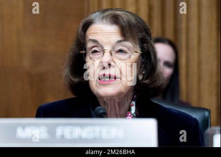 December 13, 2022, Washington, District of Columbia, United States: U.S. Senator DIANNE FEINSTEIN (D-CA) speaking at a hearing of the Senate Judiciary Committee. (Credit Image: © Michael Brochstein/ZUMA Press Wire) Stock Photo