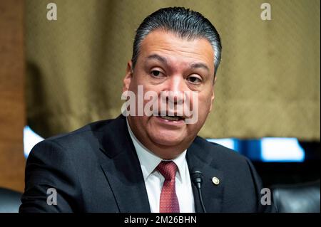 December 13, 2022, Washington, District of Columbia, United States: U.S. Senator ALEX PADILLA (D-CA) speaking at a hearing of the Senate Judiciary Committee. (Credit Image: © Michael Brochstein/ZUMA Press Wire) Stock Photo