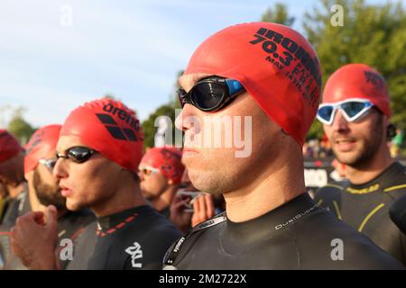Belgian Frederik Van Lierde pictured at the start of the 'Ironman 70.3 Pays d'Aix' triathlon event in Aix-en-Provence, France, Sunday 14 May 2017. BELGA PHOTO THIERRY DEKETELAERE  Stock Photo