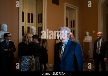 Washington, United States Of America. 13th Dec, 2022. United States Senate Minority Leader Mitch McConnell (Republican of Kentucky) walks for his office to the Senate chamber for a vote at the US Capitol in Washington, DC, Tuesday, December 13, 2022. Credit: Rod Lamkey/CNP/Sipa USA Credit: Sipa USA/Alamy Live News Stock Photo