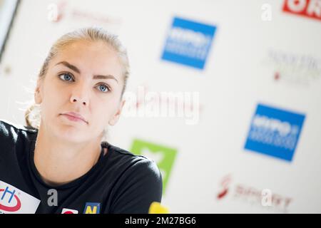 Ivona Dadic pictured during a press meeting before the Hypo-Meeting, IAAF World Combined Events Challenge, in the Mosle stadium in Gotzis, Austria, Friday 26 May 2017. BELGA PHOTO JASPER JACOBS Stock Photo