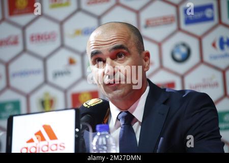 Belgium's head coach Roberto Martinez pictured during a press conference of Belgian national soccer team Red Devils, Tuesday 30 May 2017, at the Belgian Football Center in Tubize. Belgium plays a friendly game against Czech Republic on 05 June and a World Cup 2018 qualifyer in Estonia. BELGA PHOTO BRUNO FAHY  Stock Photo
